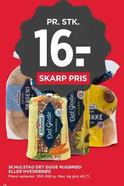 MENY Schulstad Det Gode Rugbrød eller Hvedebrød tilbud