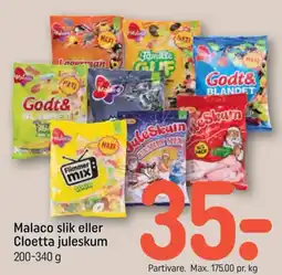 REMA 1000 Malaco slik eller Cloetta juleskum tilbud