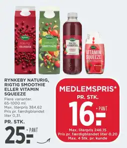MENY Rynkeby naturig, rigtig smoothie eller vitamin squeeze tilbud