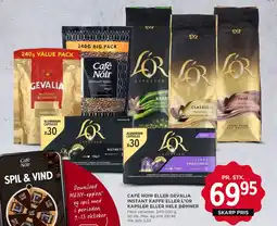 MENY Café Noir eller Gevalia instant kaffe eller L'OR kapsler eller hele bønner tilbud