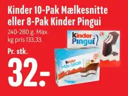Min Købmand Kinder Mælkesnitte eller Kinder Pingui tilbud