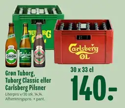 Min Købmand Grøn Tuborg Tuborg Classic eller Carlsberg Pilsner tilbud