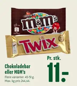Min Købmand Twix Chokoladebar eller M&M's tilbud