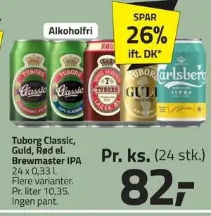 Fleggaard Tuborg Classic, Guld, Rød el. Brewmaster IPA tilbud