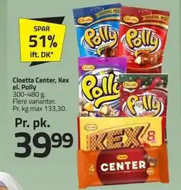 Fleggaard Cloetta Center, Kex el. Polly tilbud