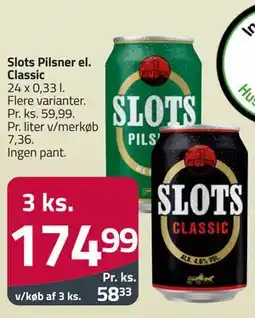 Fleggaard Slots Pilsner el. Classic tilbud