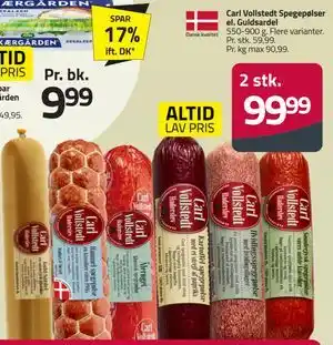 Fleggaard Carl Vollstedt Spegepølser el. Guldsardel tilbud