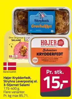 Fleggaard Højer Krydderfedt, Stryhns Leverpostej el. 3-Stjernet Salami tilbud
