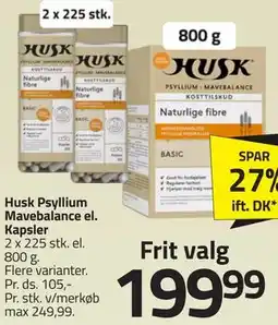 Fleggaard Husk Psyllium Mavebalance el. Kapsler tilbud