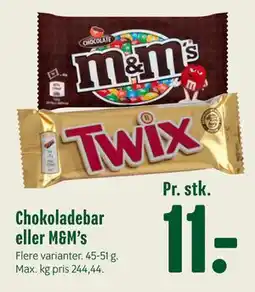 Min Købmand Chokoladebar eller M&M’s tilbud