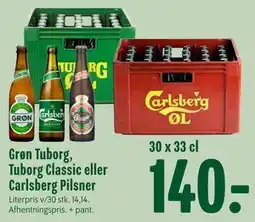 Min Købmand Grøn Tuborg, Tuborg Classic eller Carlsberg Pilsner tilbud