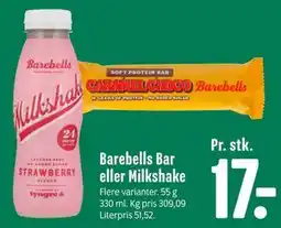 Min Købmand Barebells Bar eller Milkshake tilbud