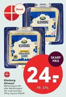 SPAR Klovborg Skiveost tilbud