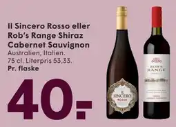 SPAR Il Sincero Rosso eller Rob’s Range Shiraz Cabernet Sauvignon tilbud