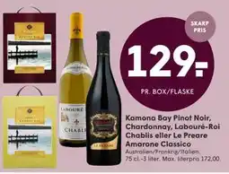 SPAR Kamona Bay Pinot Noir, Chardonnay, Labouré-Roi Chablis eller Le Preare Amarone Classico tilbud