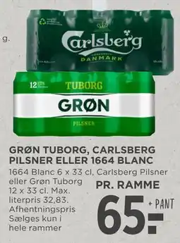 MENY GRØN TUBORG, CARLSBERG PILSNER ELLER 1664 BLANC tilbud