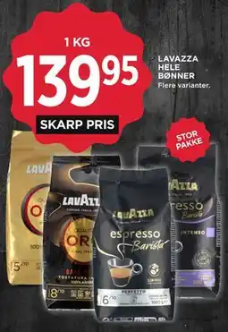MENY LAVAZZA HELE BØNNER tilbud