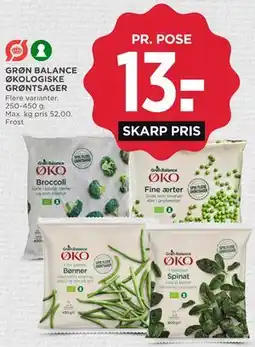 MENY GRØN BALANCE ØKOLOGISKE GRØNTSAGER tilbud