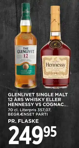 MENY GLENLIVET SINGLE MALT 12 ÅRS WHISKY ELLER HENNESSY VS COGNAC tilbud