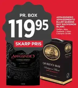 MENY APPASSINERO APPASSIMENTO ELLER QUEENS BAY SAUVIGNON BLANC tilbud