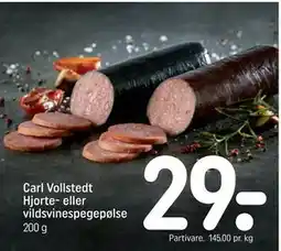 REMA 1000 Carl Vollstedt Hjorte- eller vildsvinespegepølse tilbud