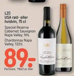 REMA 1000 LZC USA rød- eller hvidvin, 75 cl tilbud