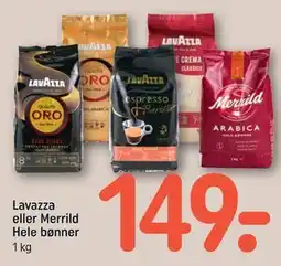 REMA 1000 Lavazza eller Merrild Hele bønner tilbud