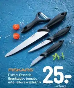 REMA 1000 Fiskars Essential Grøntsags-, tomat-, urte- eller skrællekniv tilbud