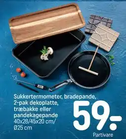 REMA 1000 Sukkertermometer, bradepande, 2-pak dekoplatte, træbakke eller pandekagepande tilbud