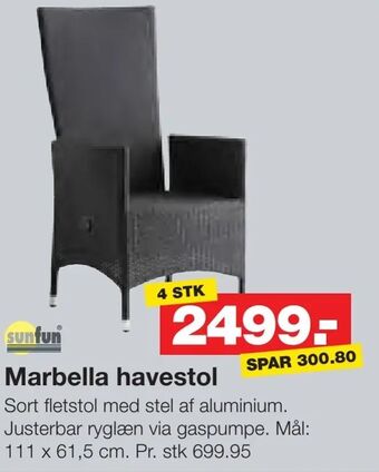Bauhaus Marbella havestol tilbud