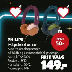 Fætter BR Philips philips kabel on-ear tilbud