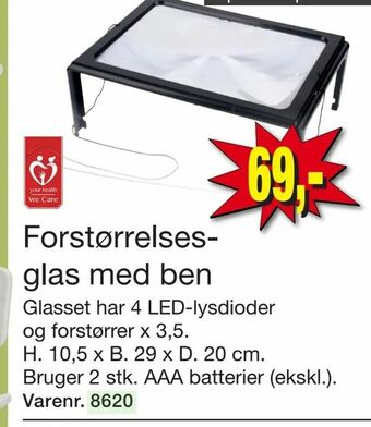Forstørrelsesglas med ben