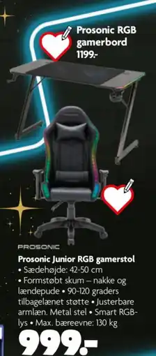 Fætter BR Prosonic Prosonic Junior RGB gamerstol tilbud