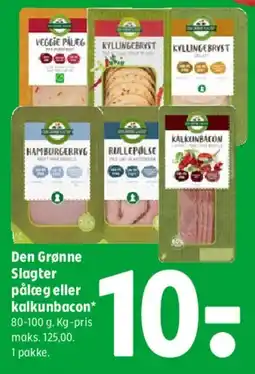 Coop 365 Den Grønne Slagter pålæg eller kalkunbacon tilbud