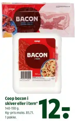 Coop 365 Coop bacon i skiver eller i tern tilbud