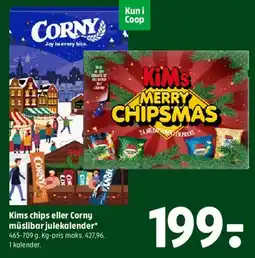 Coop 365 Kims Merry Chipsmas / Corny müsli bar julekalender tilbud