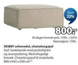JYSK Skibby sofamodul, chaiselong/puf tilbud