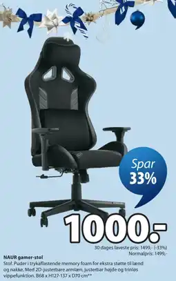JYSK Naur gamer-stol tilbud