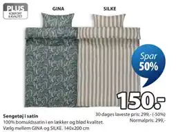 JYSK Plus sengetøj satin tilbud