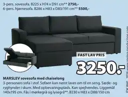 JYSK Marslev sovesofa med chaiselong tilbud
