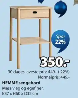 JYSK HEMME sengebord tilbud