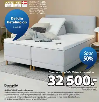Dunlopillo OSA elevationsseng