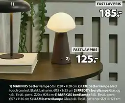 JYSK Leif batterilampe tilbud