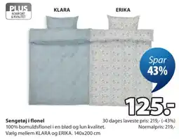 JYSK Plus sengetøj i flonel tilbud