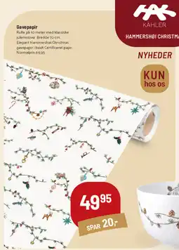 Kop & Kande Kähler Hammershøi Christmas gavepapir tilbud