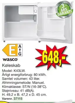 Harald Nyborg Wasco Køleskab tilbud