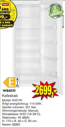Harald Nyborg Wasco Køleskab tilbud