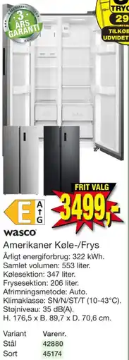 Harald Nyborg Wasco Amerikaner Køle-/Frys tilbud