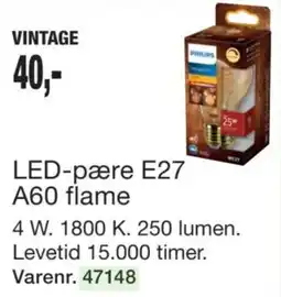 Harald Nyborg Philips LED-pære E27 A60 flame tilbud