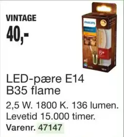 Harald Nyborg Philips LED-pære E14 B35 flame tilbud